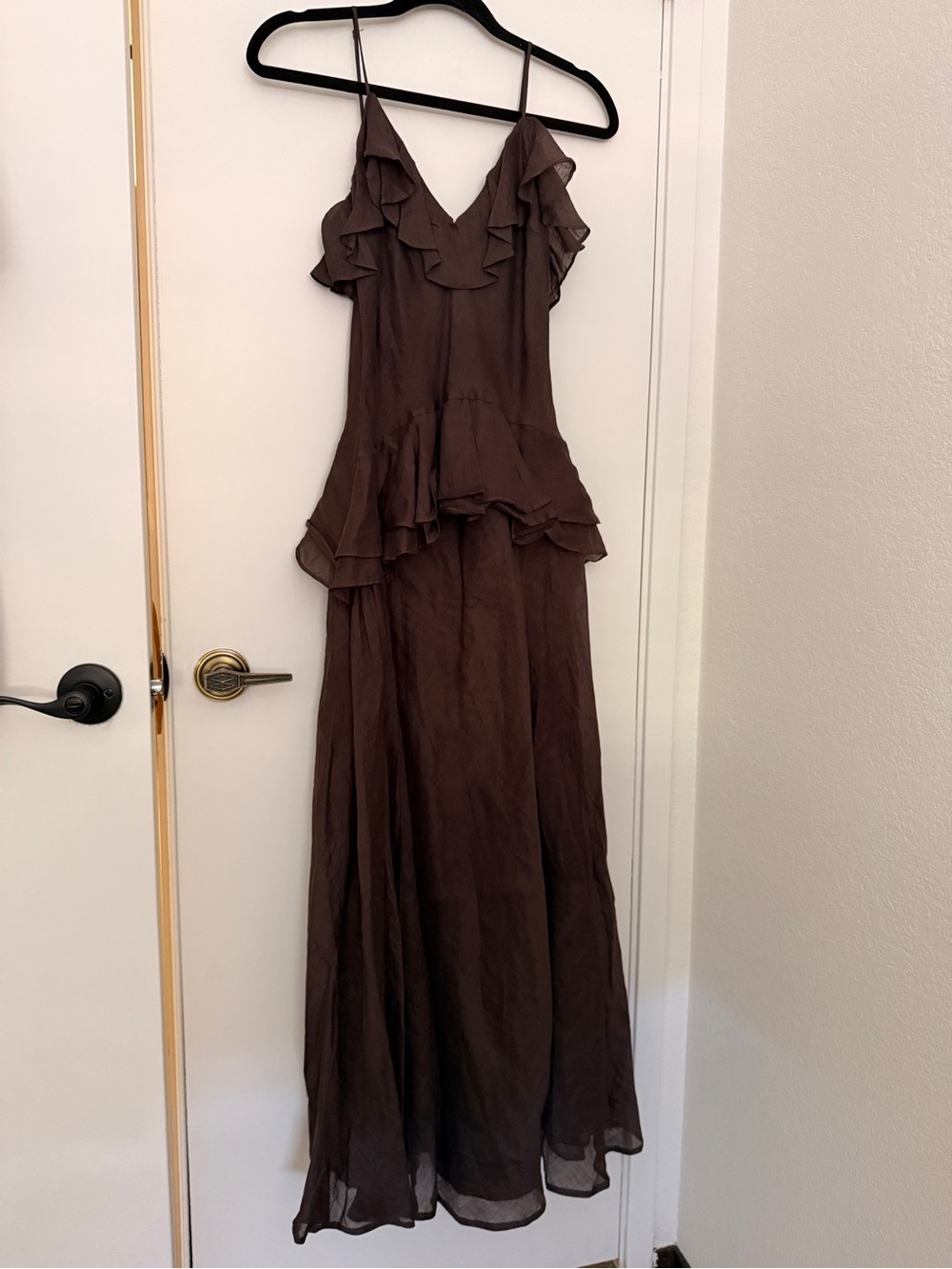DISSH Brown Ruffle Maxi Dress